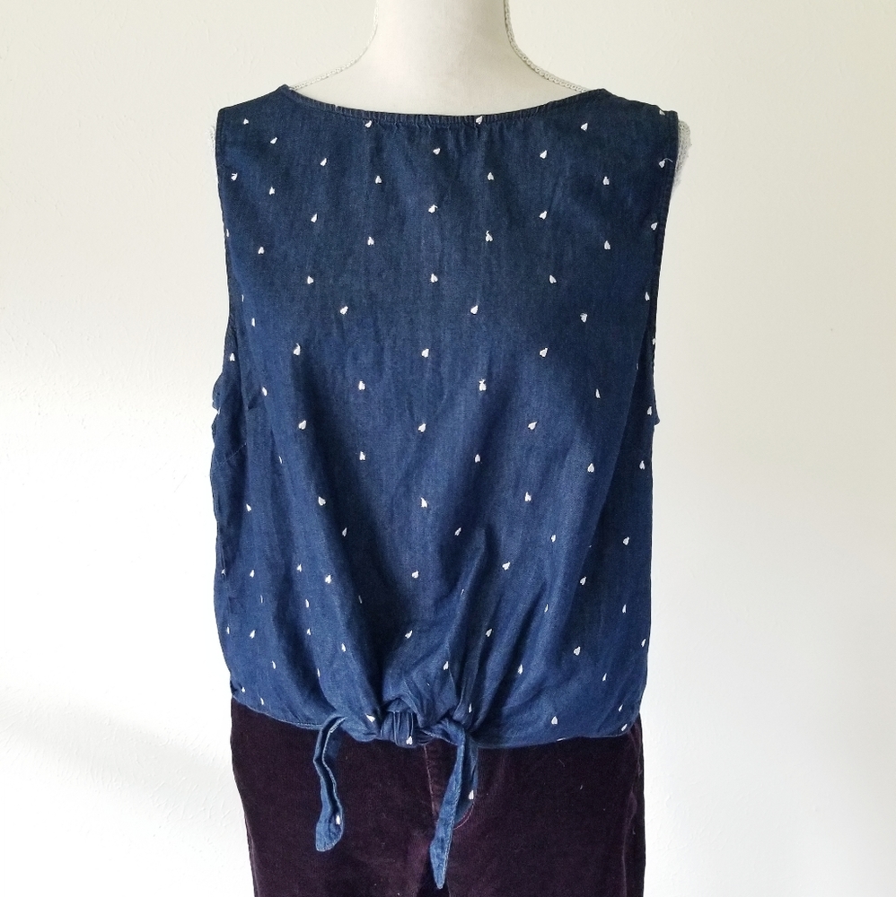 Bryan Rumfallo Heart Tie Front Button Back Tank L